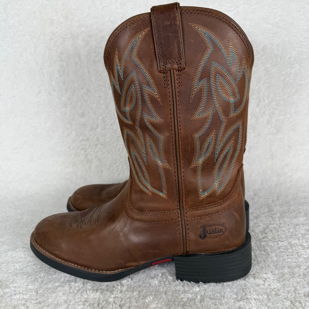 Justin Cowboy Boots Mens 10EE Brown Western Leather SE7530 Stitched Wide